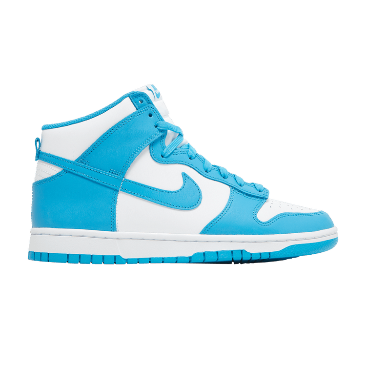 Nike Dunk High Laser Blue sneakers in white and laser blue leather, 100% authentic with free shipping available in Australia