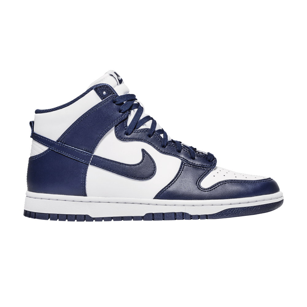 Nike Dunk High Midnight Navy sneakers in classic navy and white leather, 100% authentic with free shipping in Australia