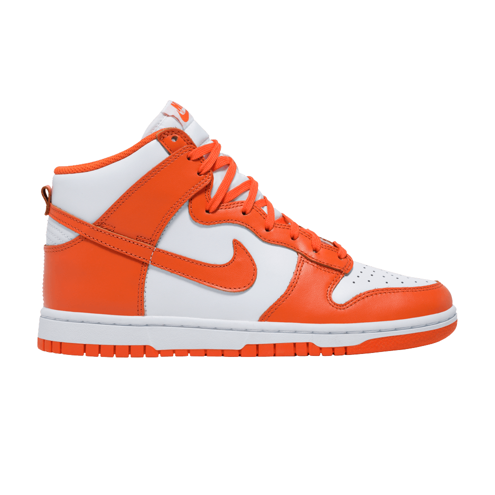 Nike Dunk High Syracuse sneakers in bold orange and white leather, 100% authentic with free shipping available in Australia